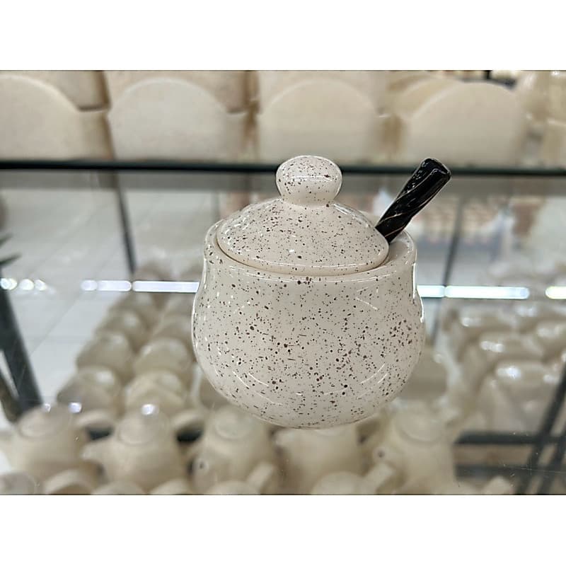Pote Açucar Açucareiro Pequeno com Colher Linha Chapiscado