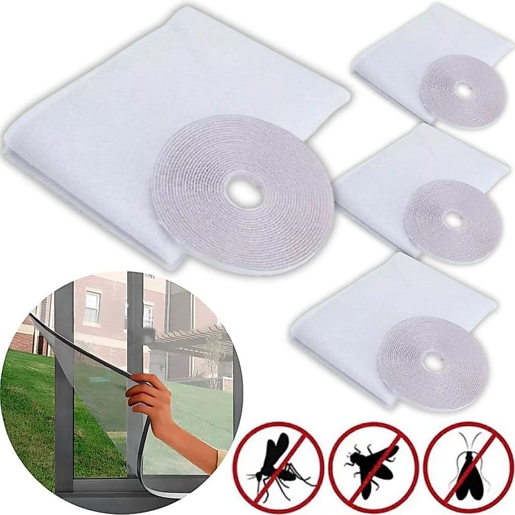 4 Tela Mosquiteira Janela 150x130cm Rede Cortina Proteção Anti Inseto Pernilongo Velcro Ajustável