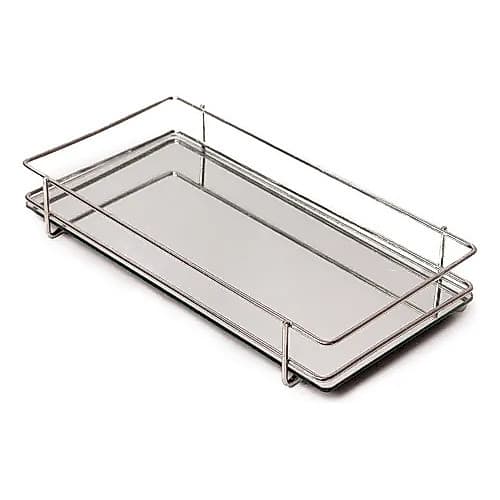 Bandeja Espelhada Decorativa Portuguesa Luxo Retangular 34cm Cor Prata