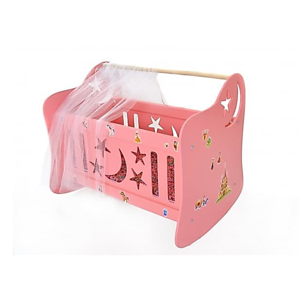 Berço de Madeira Balanço Boneca Bebê Reborn Ninar Alive 56cm