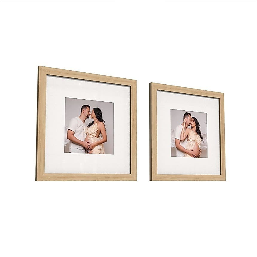 Kit 2 Quadros Decorativo Moldura 30x30 Foto 15x15cm Com Paspatur Moldura Amadeirado