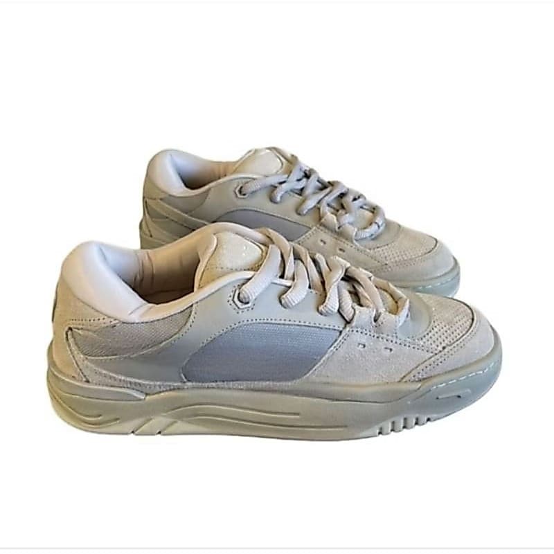 Tênis Masculino Streetwear Sneaker Couro Alta Qualidade Lançamento Cinza Preto