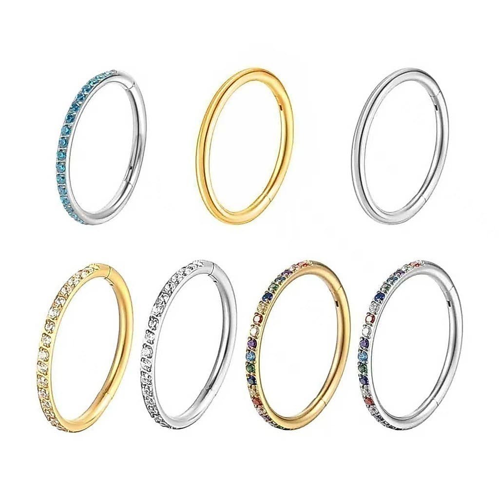 Piercing Argola de Titânio Cravejado com Zircônias  Brilho Luxuoso | Hipoalergênico e Resistente