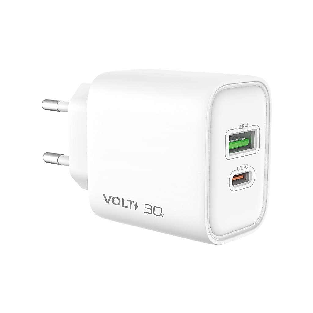 Carregador Volt 30w Turbo Carga Rápida Com 2 Saidas Branco