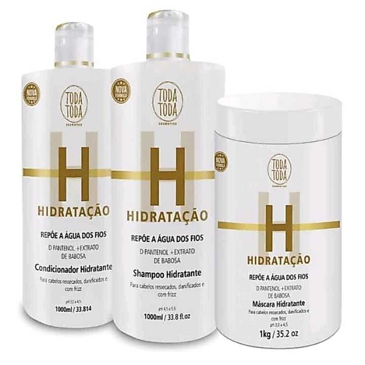 Kit Capilar Hidratação Repõe á Água dos Fios Profissional Salão Lavatorio Cronograma Litro