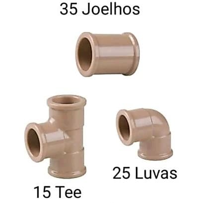 Kit 75 Conexões PVC 25mm = 3/4 (35 Joelho + 15 Tee + 25 Luva) - KRONA