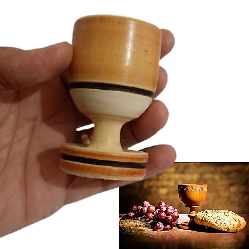 Taça de madeira santa ceia em madeira realista reforçada cálice vinho sucos e água