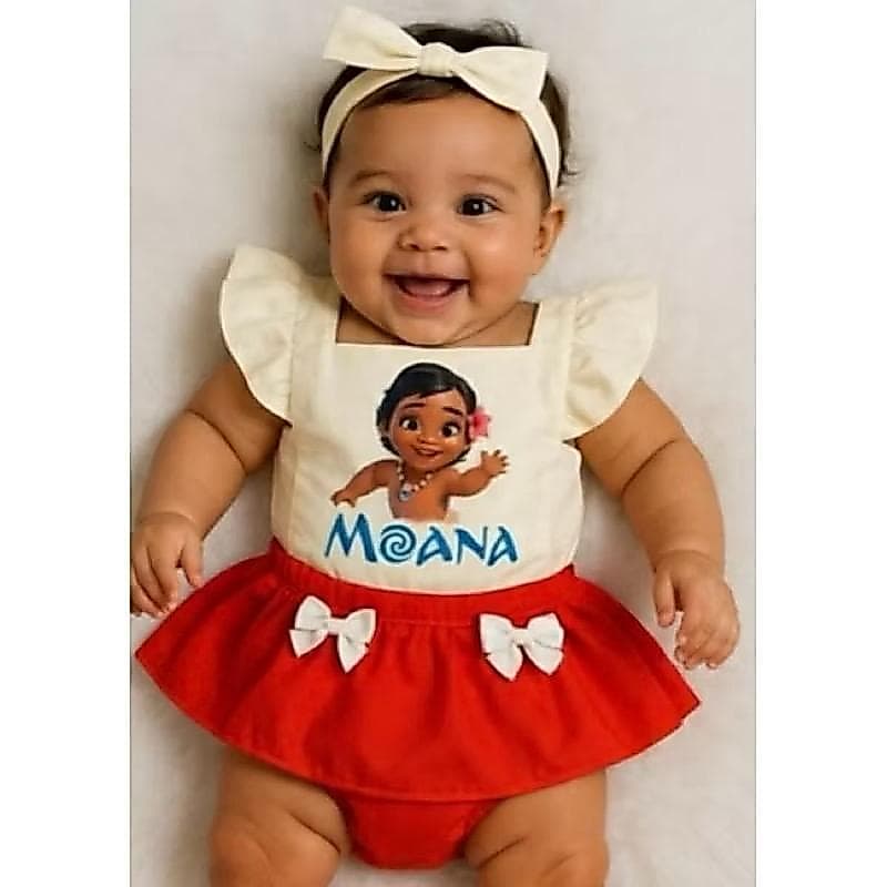 Romper Mesversário Moana 2 baby menina