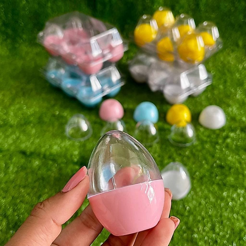 Mini ovo de acrilíco 6 unidades na caixa festa infantil fazendinha personalizados de luxo