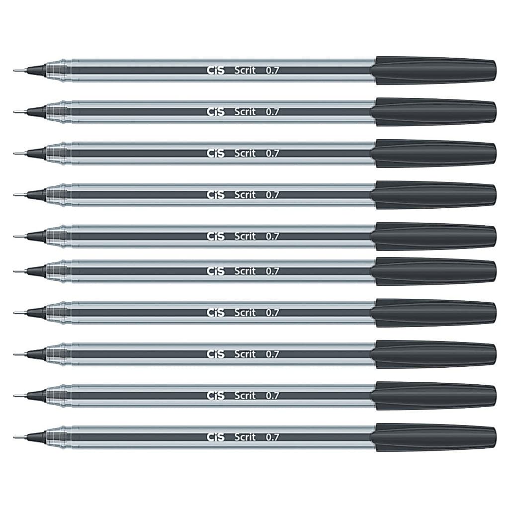 Caneta Esferográfica Cis Scrit 0,7mm Kit com 10 unidades (Preta)