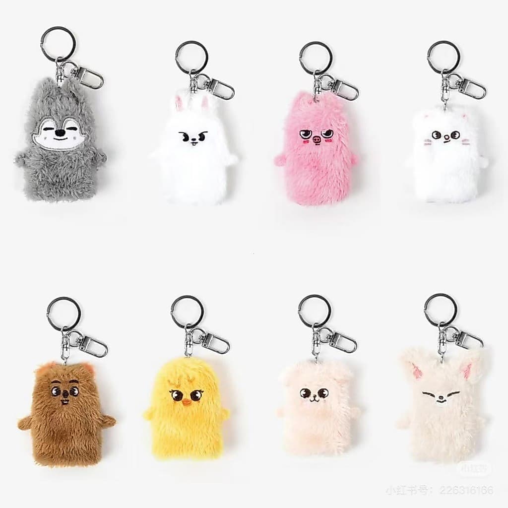 Kpop Idol Stray Kids SKZ Dimin ATE Peludo Dedo Bonés Bolsa Chaveiro Felix Bangchan
