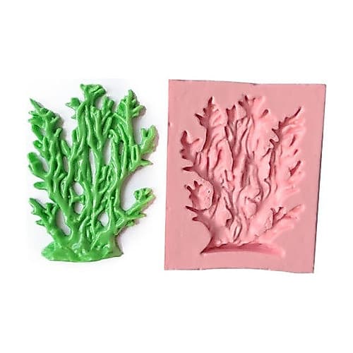 Molde De Silicone Algas Marina Fundo Do Mar Confeitaria Top Cor Branco