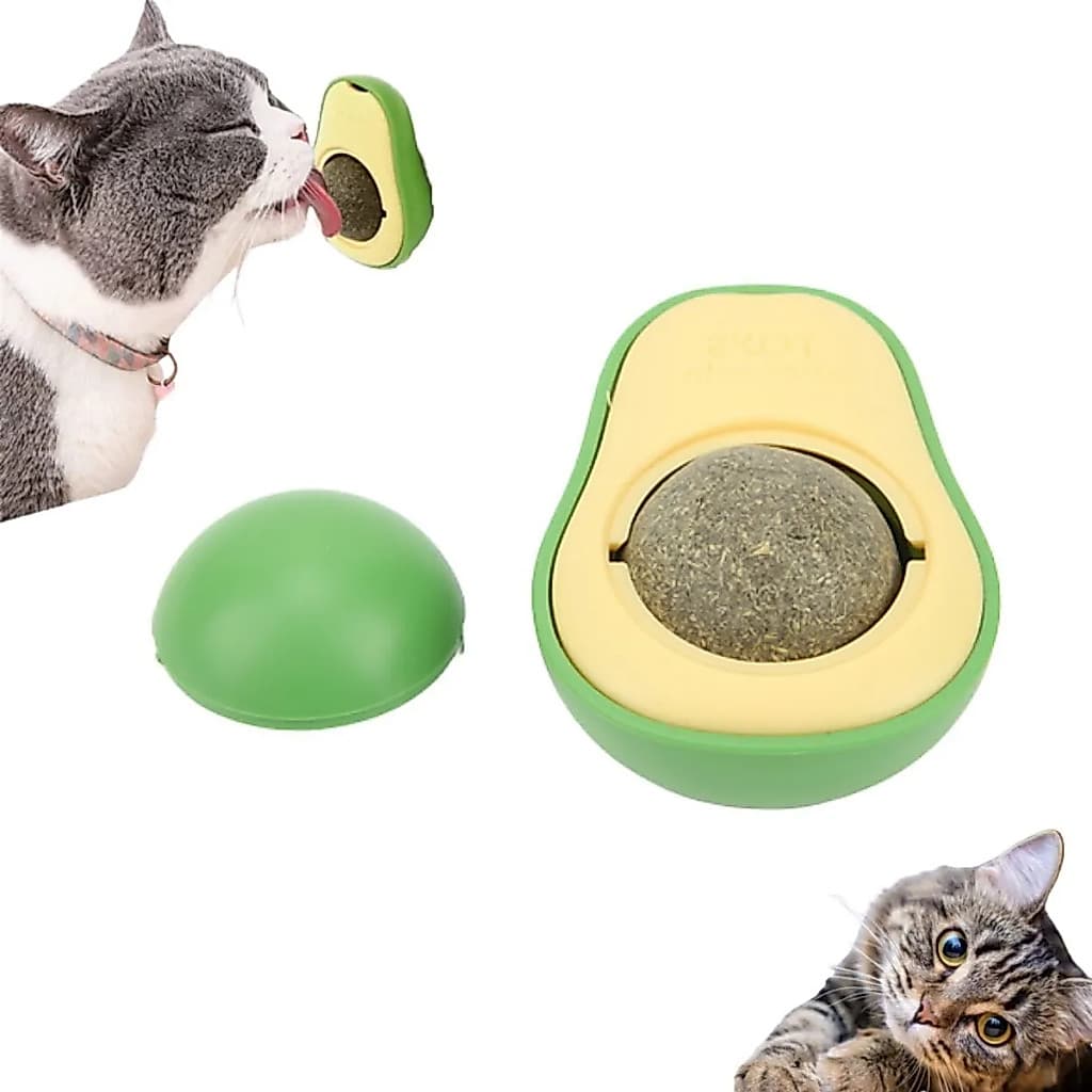 Brinquedo Interativo Para Gatos Com Erva Do Gato Cat Nip Abacate Verde com Adesivo Gruda na Parede