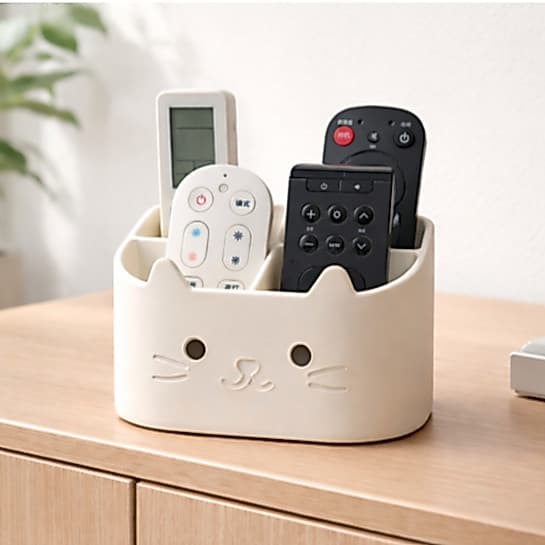 Porta Controle Remoto Gatinho | Organizador de Mesa Fofo para TV Ar Condicionado Sala Quarto