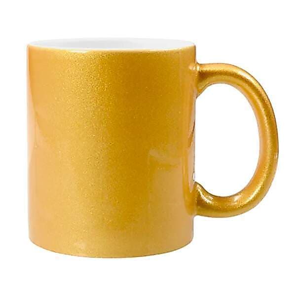 Caneca de Cerâmica Perolada Dourada para Sublimação - 325ml