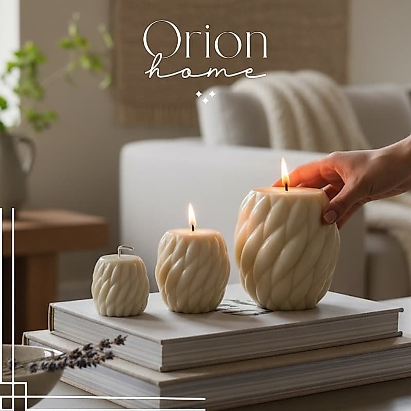 Trio Velas Aromáticas Esculturais Premium Macadâmia com Caramelo