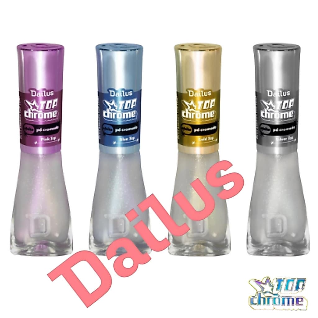 Esmalte Top Coat Top Chrome Efeito Pó Cromado Dailus - Lançamento