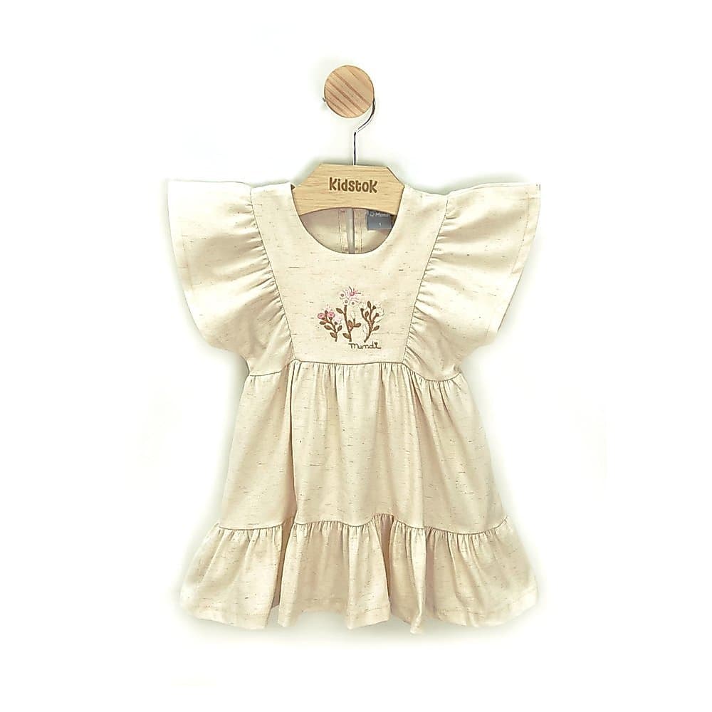 Vestido Menina Sarja Linho Flores - Mundi