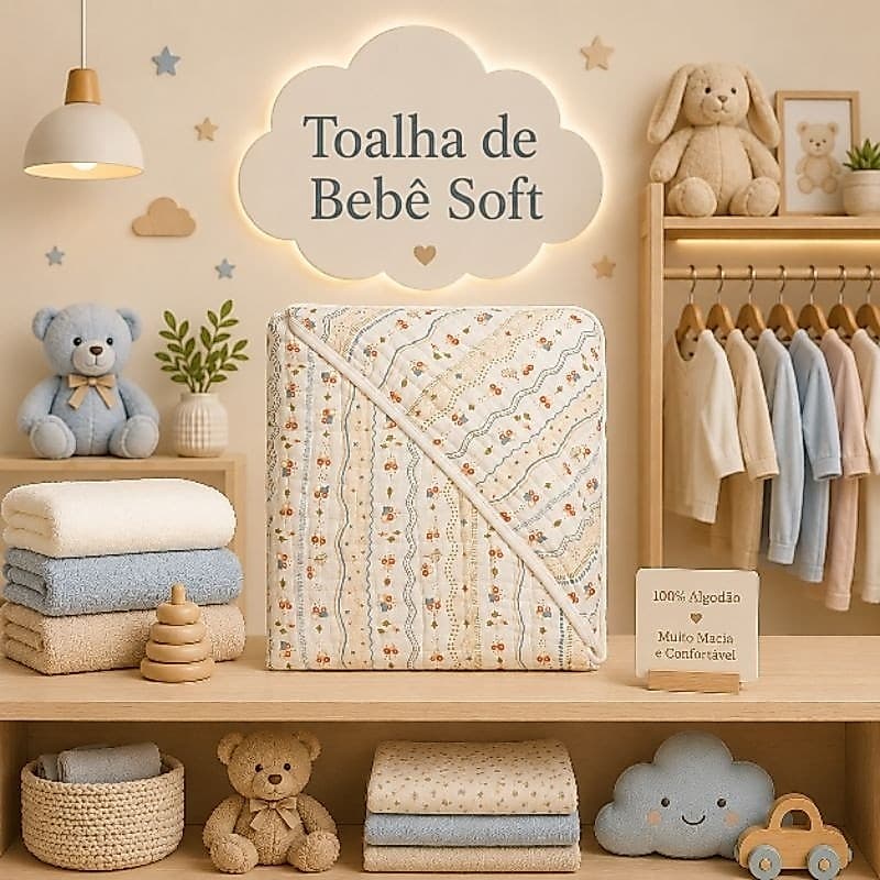 Toalha de Banho de Bebê com Capuz  Soft Algodão Fralda 80x80 cm Estampas Delicadas Maternidade