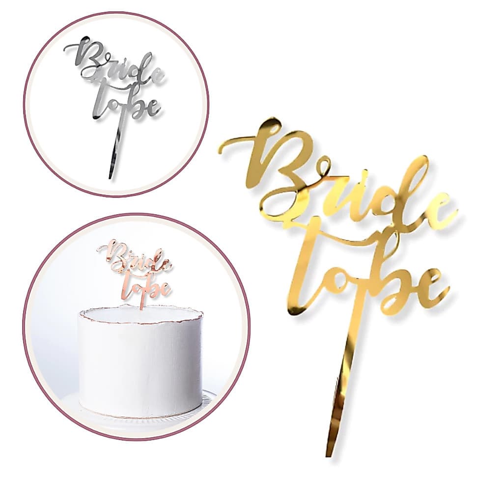 Topo de bolo bride to be espelhado despedida de solteira casamento noivado rosa dourado prata