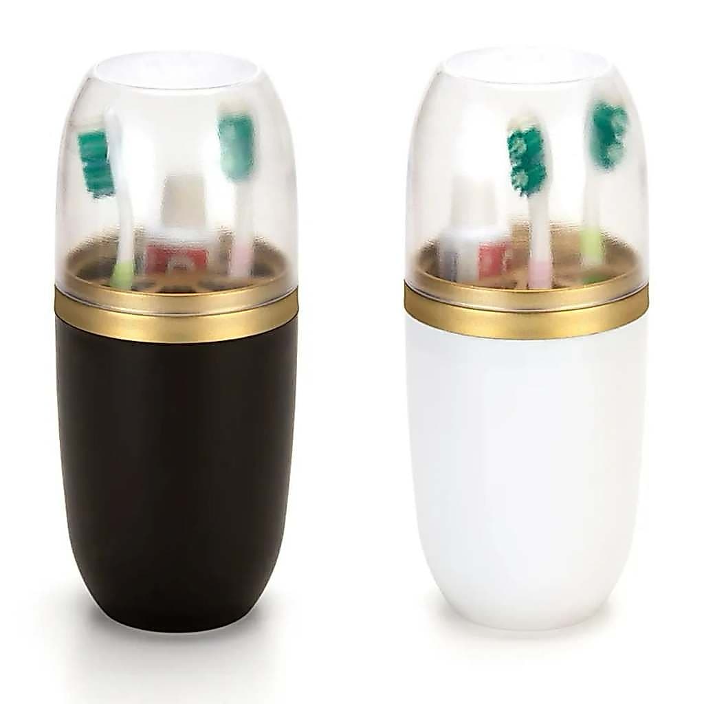 Porta Escova E Pasta Com Tampa Transparente Luxo Decoração Banheiro Suporte para escova