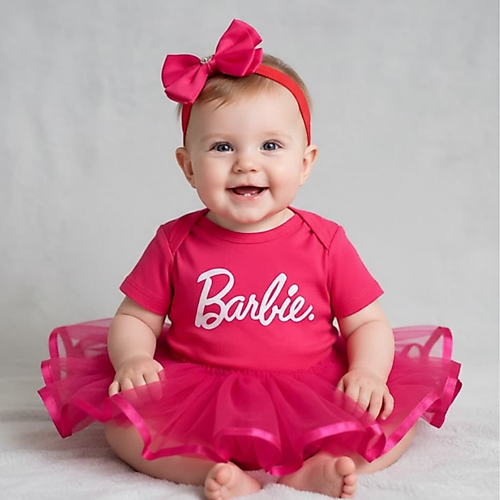 Body Bebê Infantil Menina Mêsversário Temático Barbie Super Confortável Linha Premium
