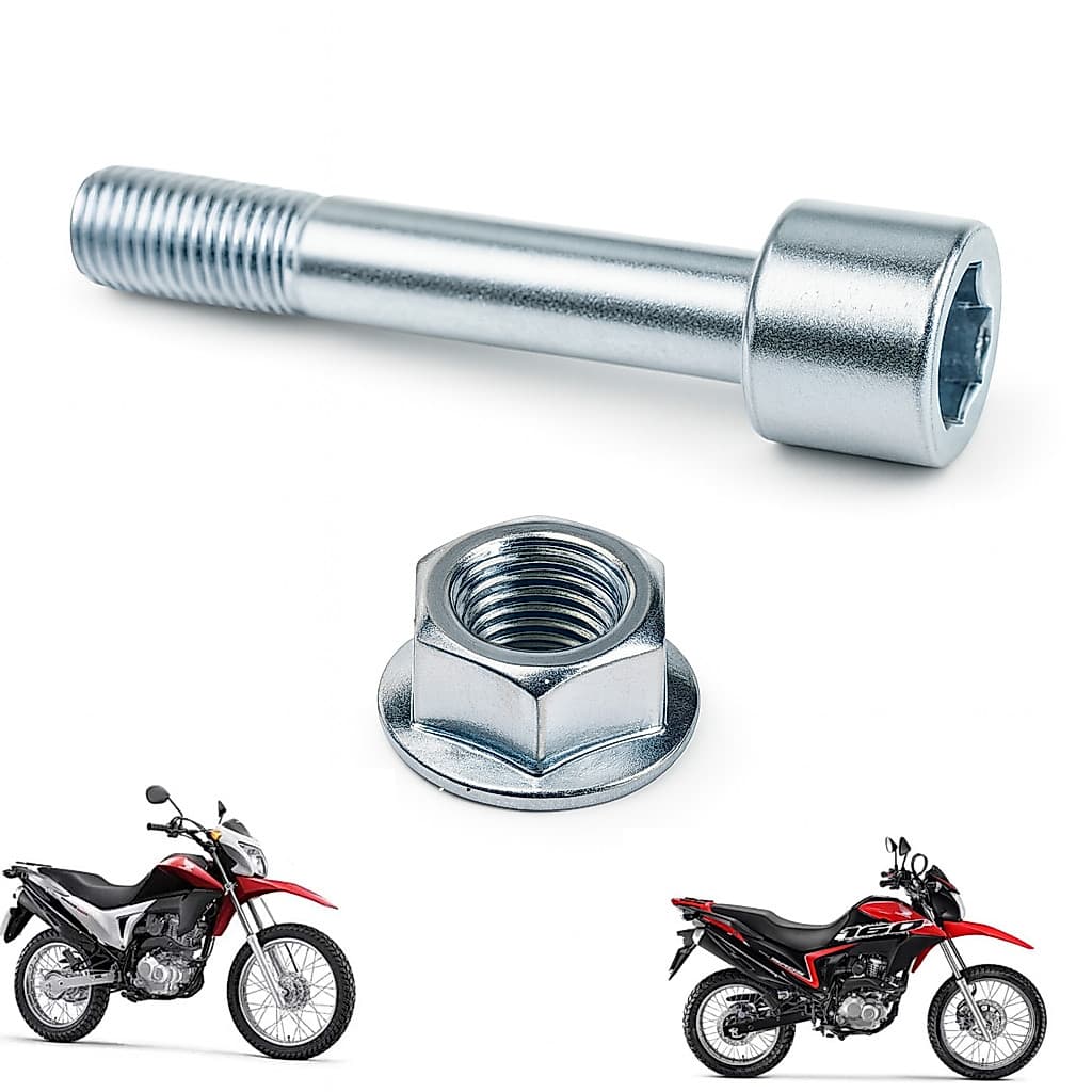 Parafuso + porca Do Amortecedor Traseiro - Honda Nxr Bros 125 150 160 XRE 190