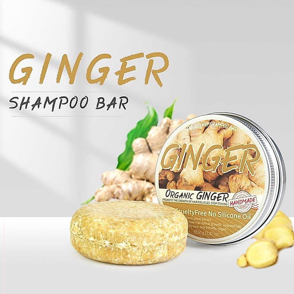 Barra de Shampoo Anticaspa Refrescante de 60g, Controle de Cabelo, Controle de Oleosidade, Sabonete de Gengibre