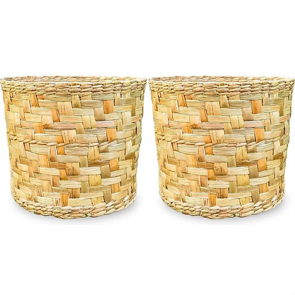 Kit 2 Vasos de Planta Cachepot de Palha de Taboa Nº2 -24x24x20