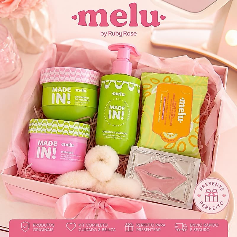 Kit Made In Melu by Ruby Rose Completo – Cuidados Corporais + Skincare Presente Feminino