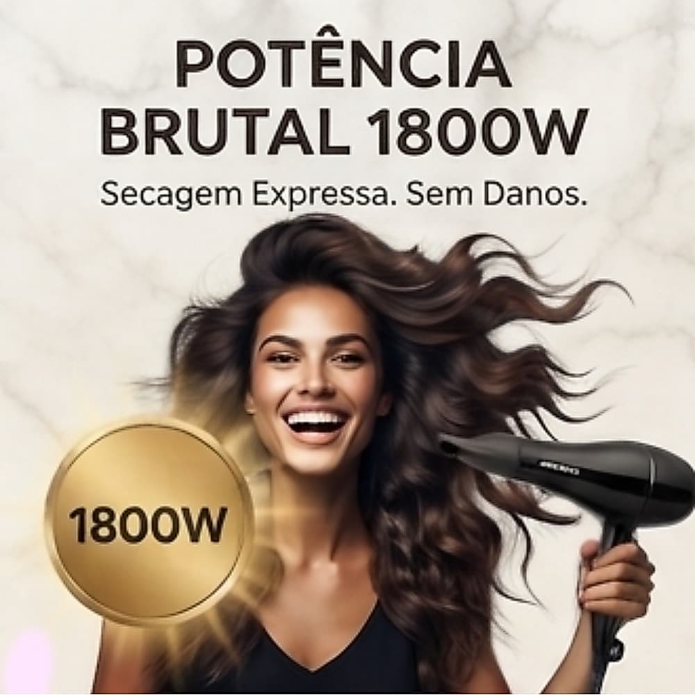 Secador de Cabelo Profissional STARTOOLS 1800W 127V 2 Velocidades Ar Frio Motor Silencioso Preto