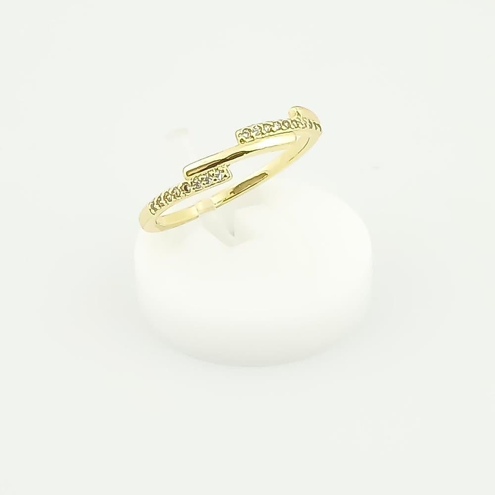 Anel Camadas Raio Banhado em Ouro 18k Cravejado  18