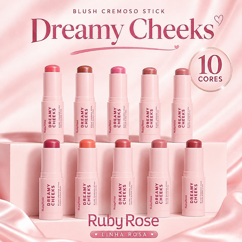 Blush Cremoso Stick Dreamy Cheeks Linha Rosa - Ruby Rose – Cremoso, Alta Pigmentação e Efeito Natural