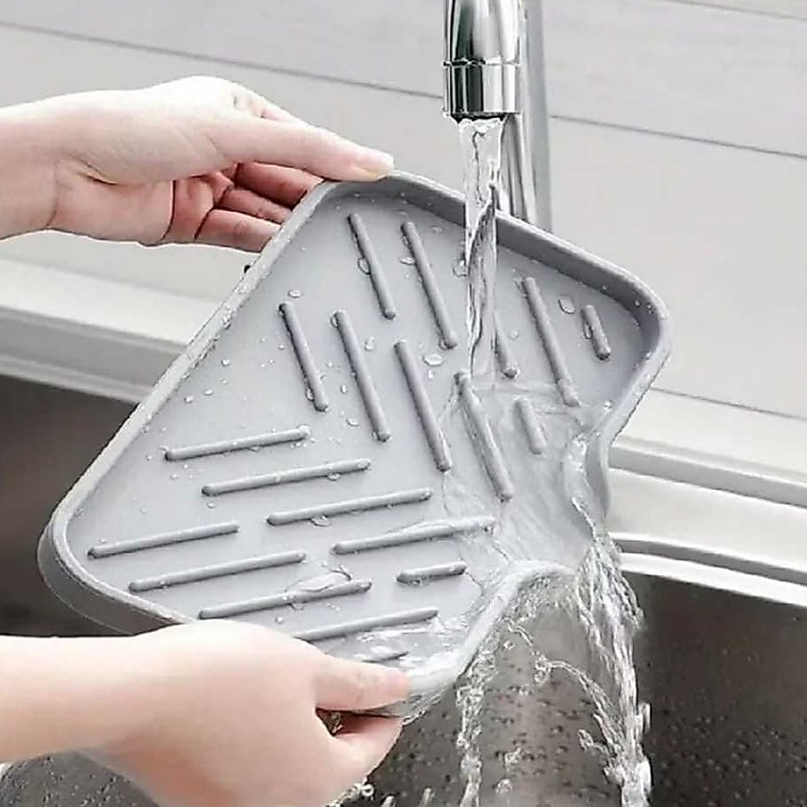 Bandeja De Silicone Com Drenagem De Água Saboneteira Esponjas Escovas Tapete De Bancada Utilidade Doméstica