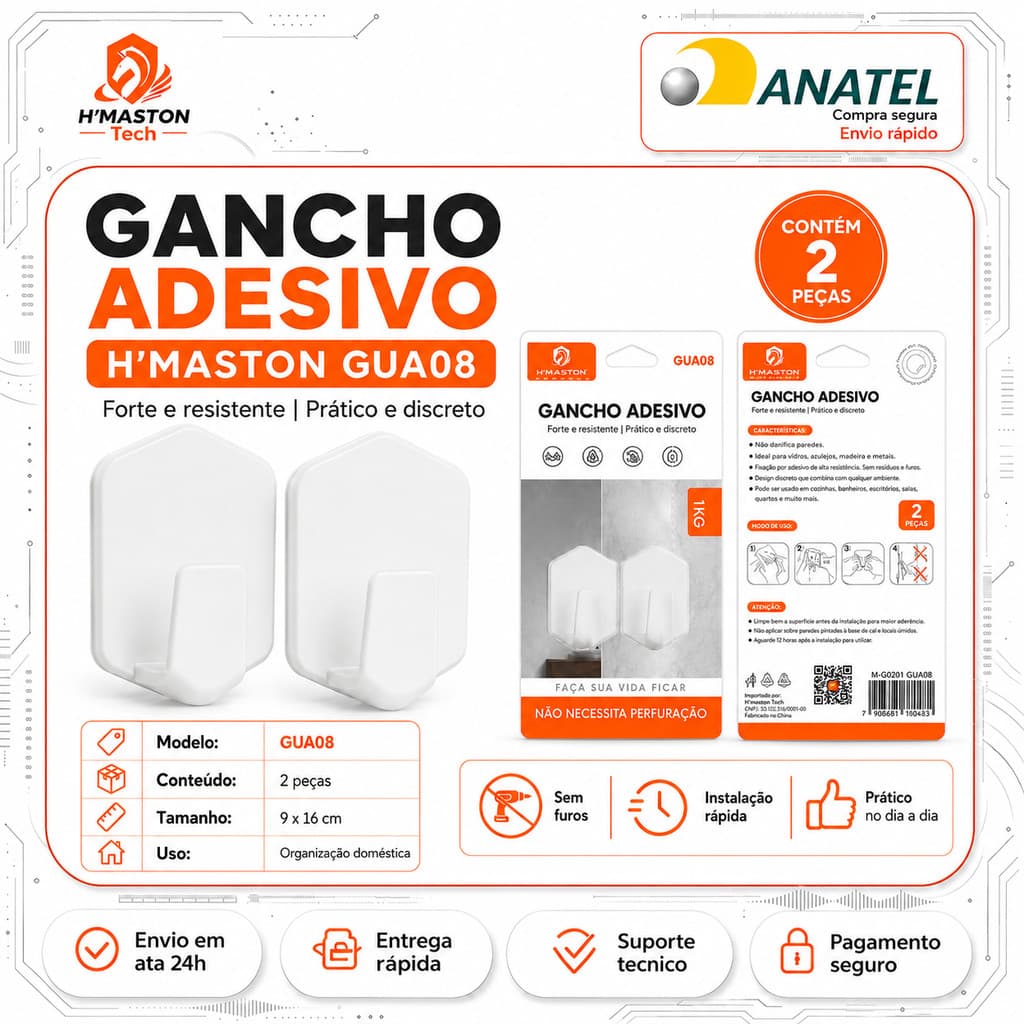 H'Maston GUA08 Gancho De Parede Adesivo Gancho Adesivo Parede Ganchos Adesivo Para Suporte De Banheiro Gancho Parede