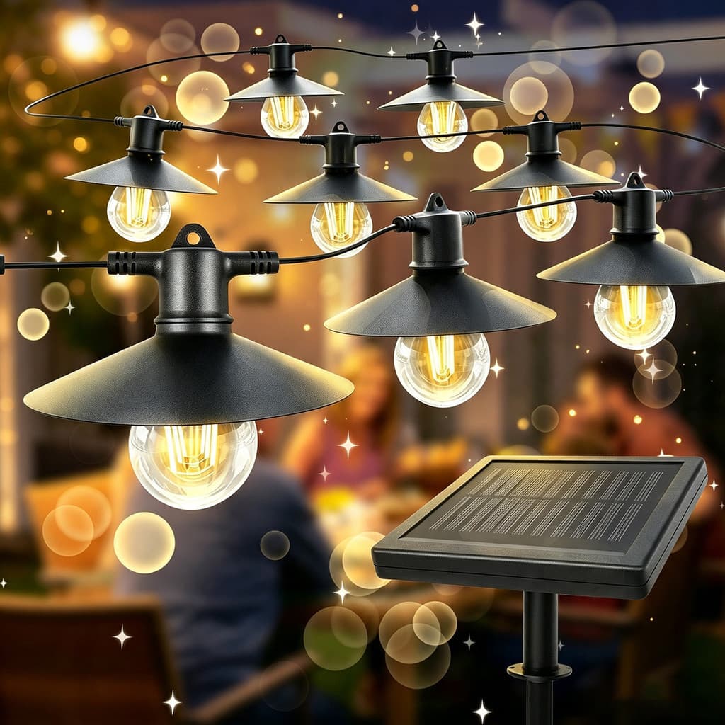 Cordão De Luz Solar Led Jardim Vintage Luz Quente