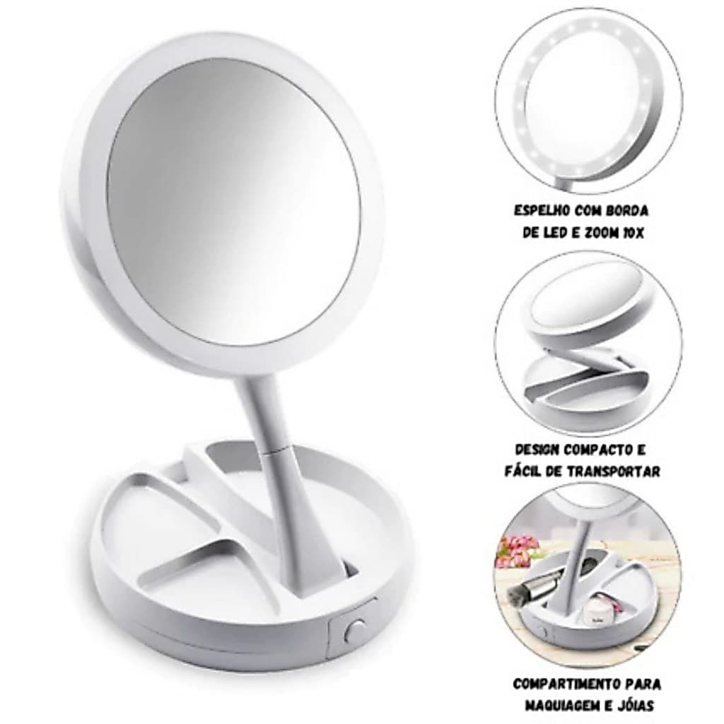 Kit para Maquiagem - Espelho Camarim com Iluminação LED + Lavador de Pincéis Automático