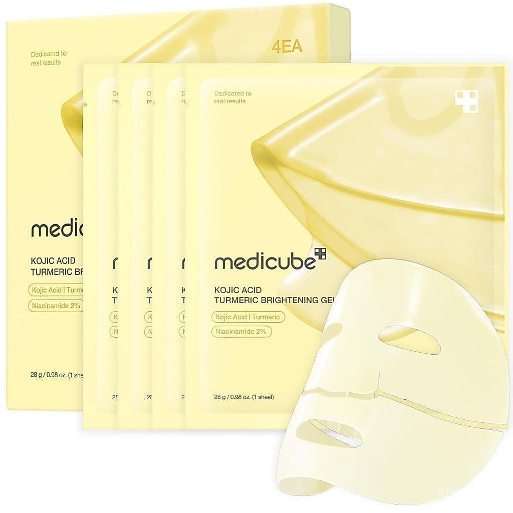 Máscara em Gel Clareadora com Ácido Kójico e Cúrcuma da Medicube |     Máscara de Brilho Noturno |     E FQOY