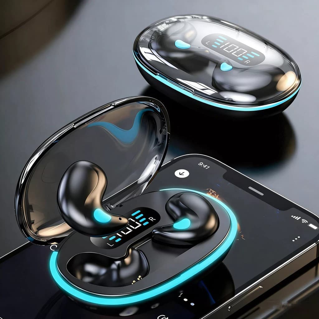 X55 Fones De Ouvido TWS Sleep Sem Fio Bluetooth Display Led HIFI Som Estéreo Fone À Prova D'água Com Cancelame-tc
