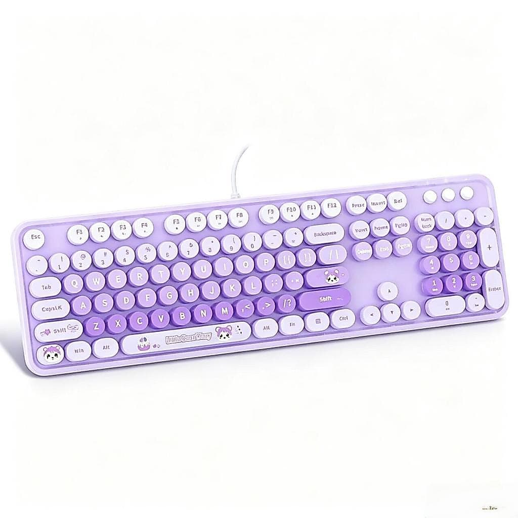MOFII Teclado Com Fio De Tamanho Completo 104 Teclas Máquina De Escrever De Escritório Colorido Tecla Redonda Removível
