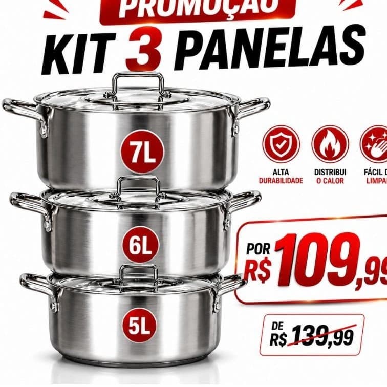 Jogo de Panela alumínio 3 peças (ENVIO FULL)