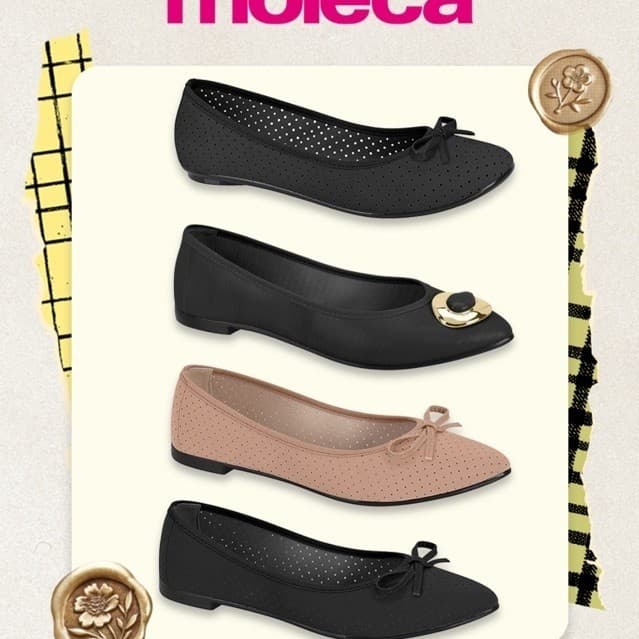 Sapatilha Feminina Moleca Clássica Laço Bico fino Redondo Conforto original perfeita para o dia a dia