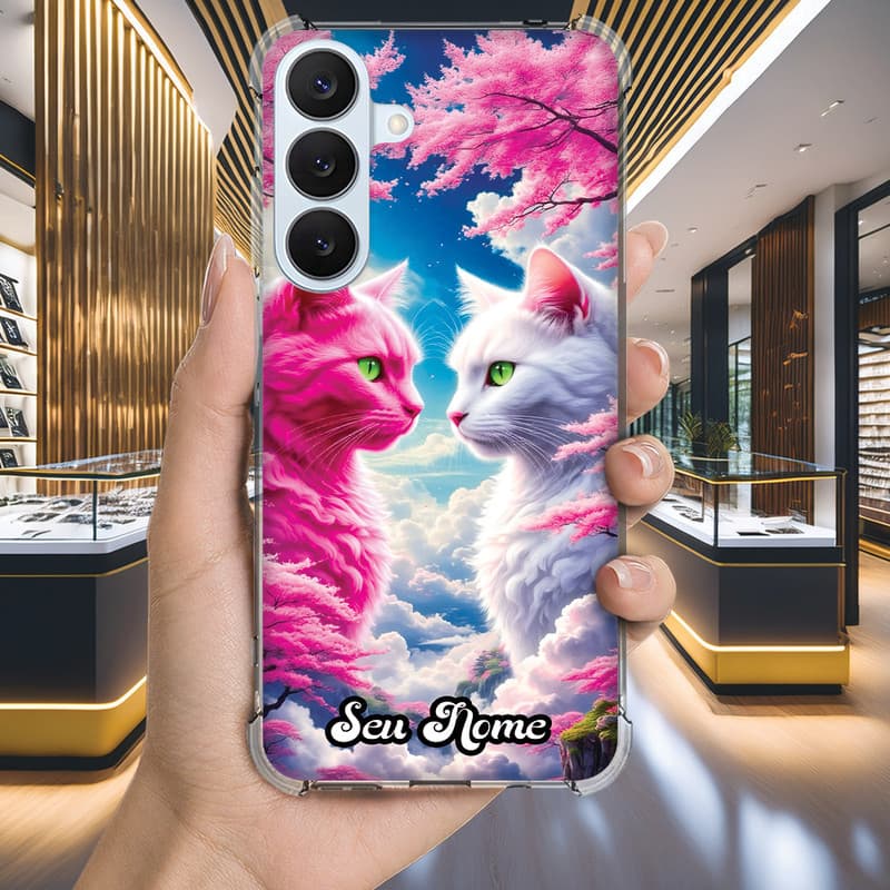 Capa Capinha GALAXY M15 M14 J7 PRO PRIME J6 PLUS 2018 J5 J4 CORE J2 Anti-impacto Personalizada petz GATINHO nome (3564)
