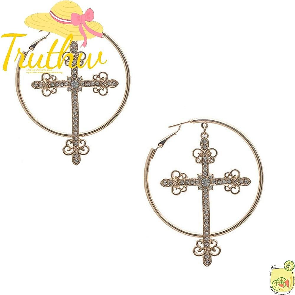 Brincos Cruzados TRUTHW , De Argola De Joias Punk De Metal , Acessórios Brinco De Moda De Cristal Brilhante