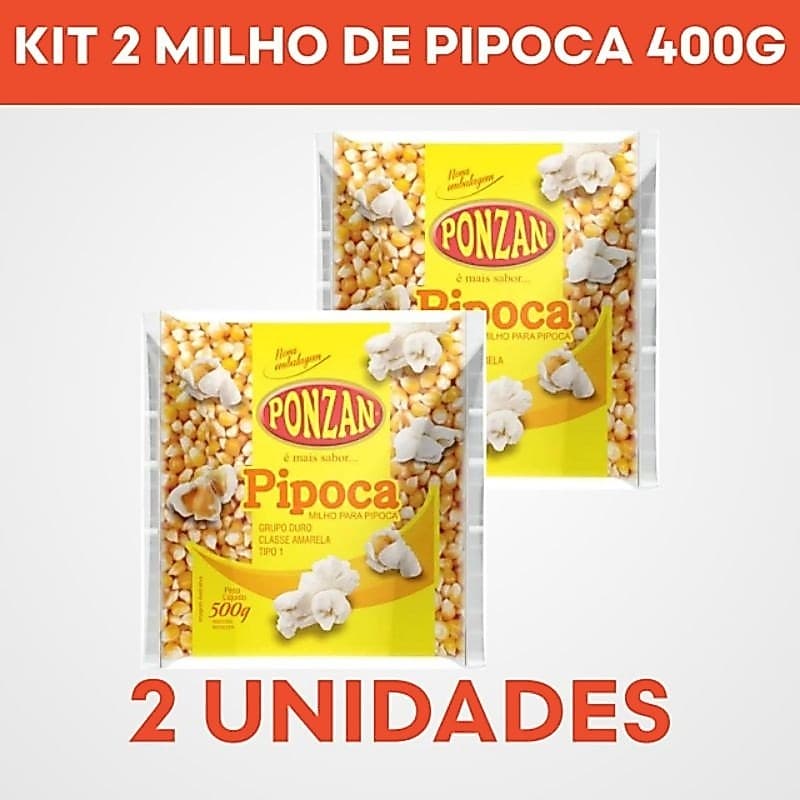 Kit Festa Junina: 2x Milho de Pipoca Ponzan (Total 800g)