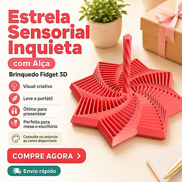 Estrela Sensorial Inquieta Fidget 3D com Alça Brinquedo Criativo