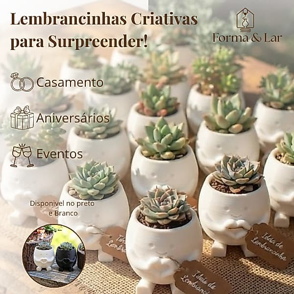 Vaso Decorativo Mini Cachepot Suculenta Lembrancinha Casamento Aniversário Mesa Presente Fofo Planta