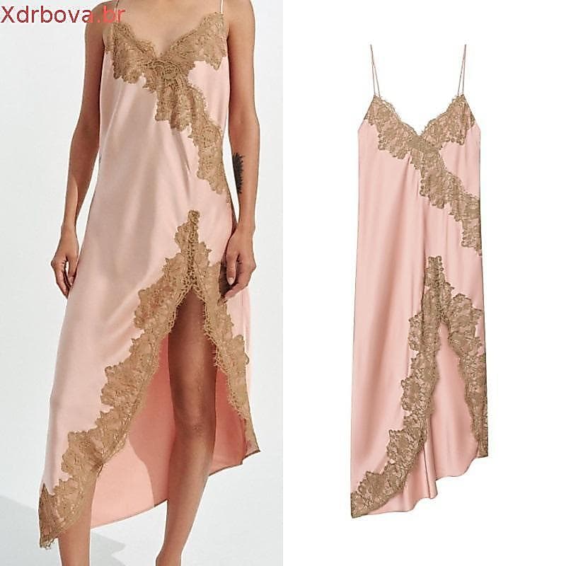 Vestido feminino com acabamento em renda de novos produtos de verão 2678047