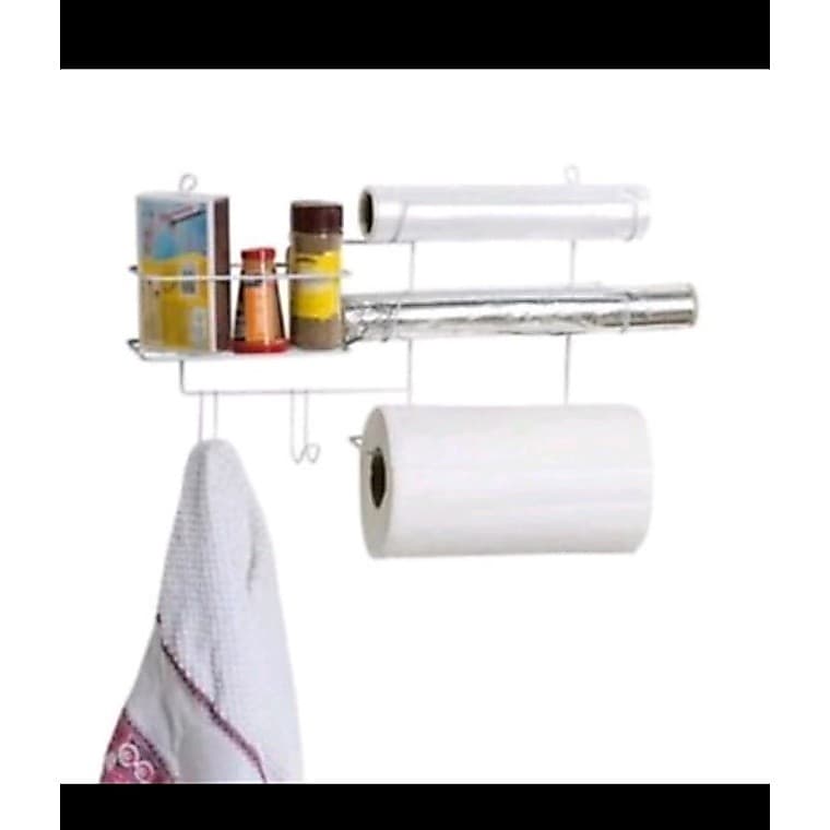 Suporte 6 em 1 Porta Rolos Porta Condimentos e Panos de Prato