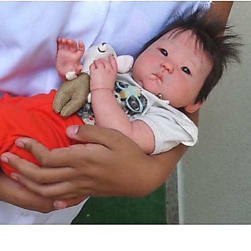 Bebe Reborn Anming Asiático – 48cm, Realista, Corpo de Tecido IMAGEM REAIS BEBE